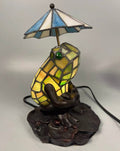 U2Antique Frog Umbrella Tiffany Table Lamp Stained Glass 11in