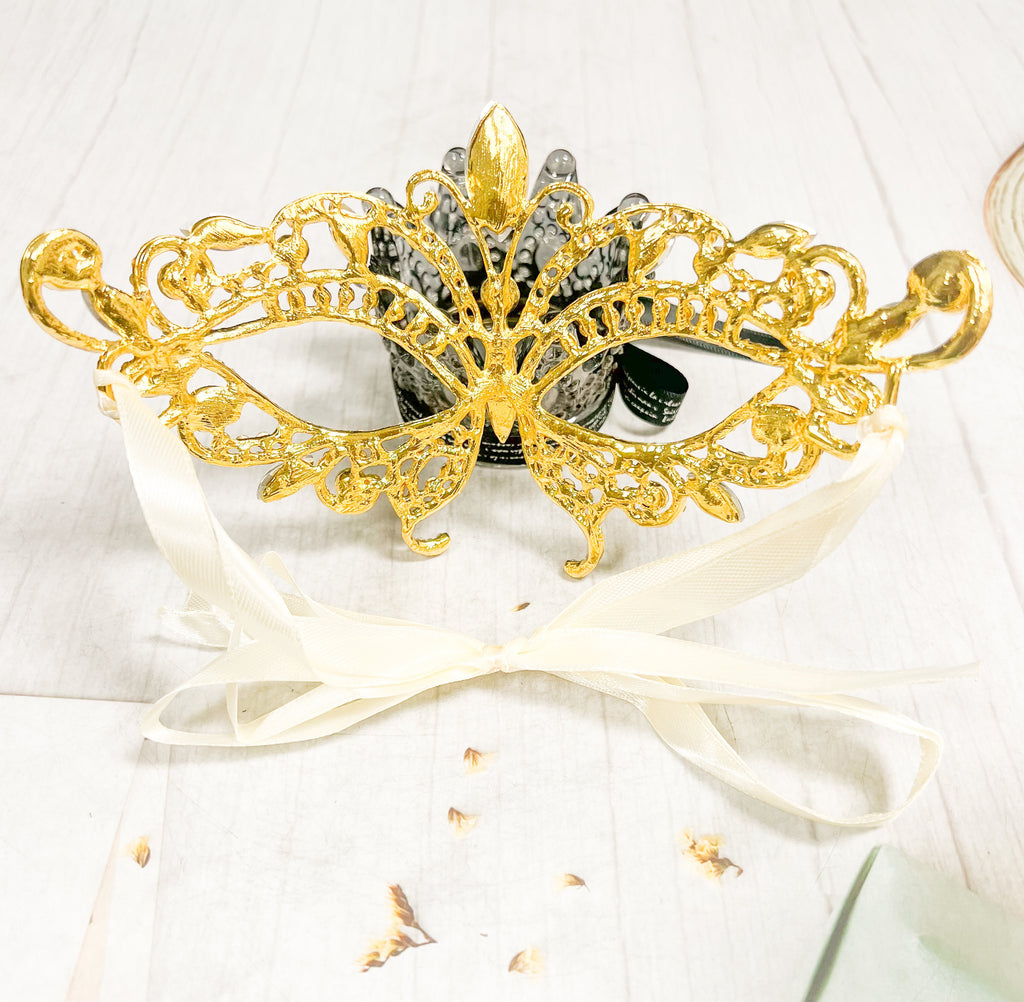 Gold Butterfly Masquerade Mask Rhinestone Crystal Party