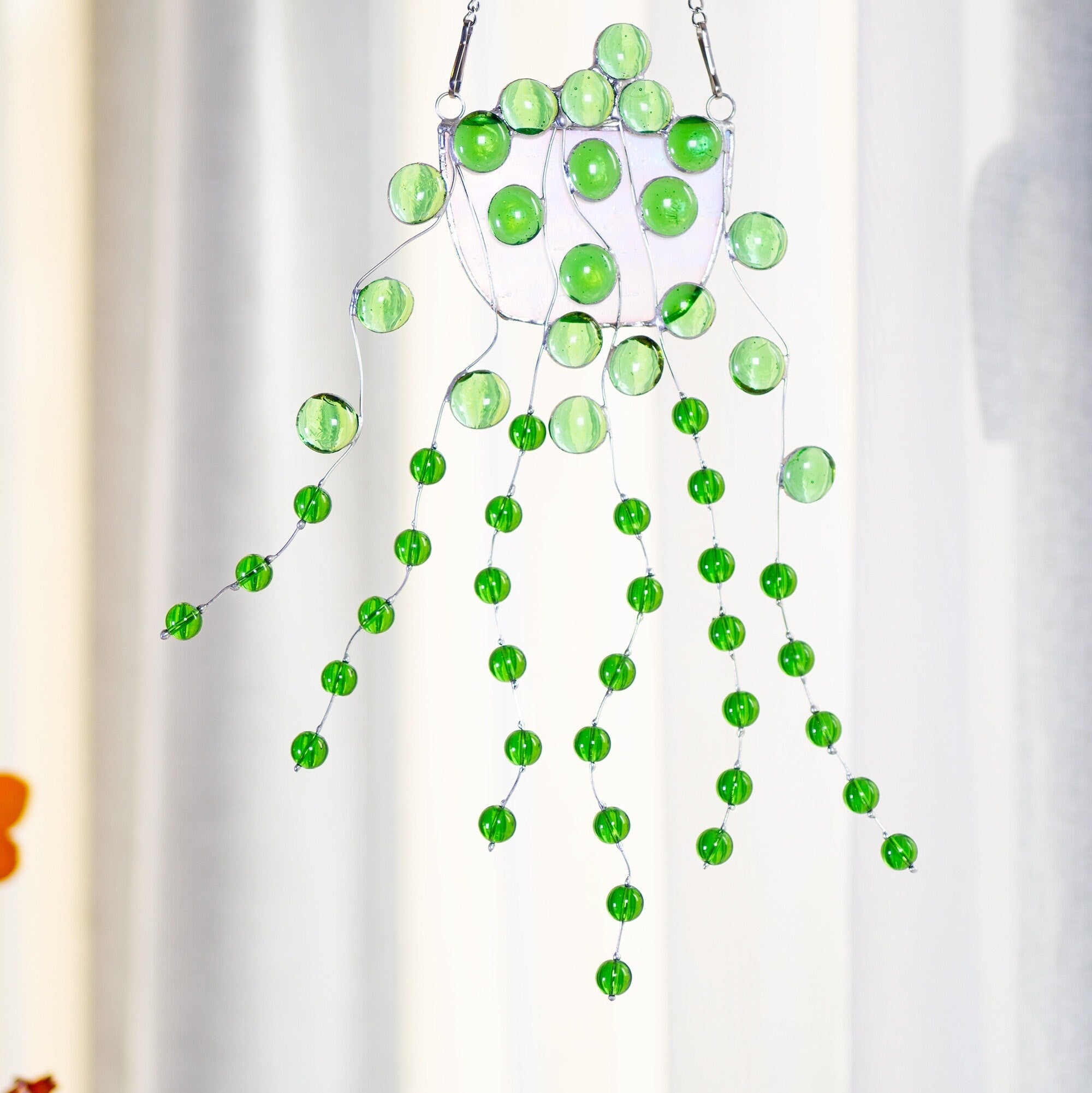 RainLine String of Pearls Stained Glass Window Hanging Suncatcher