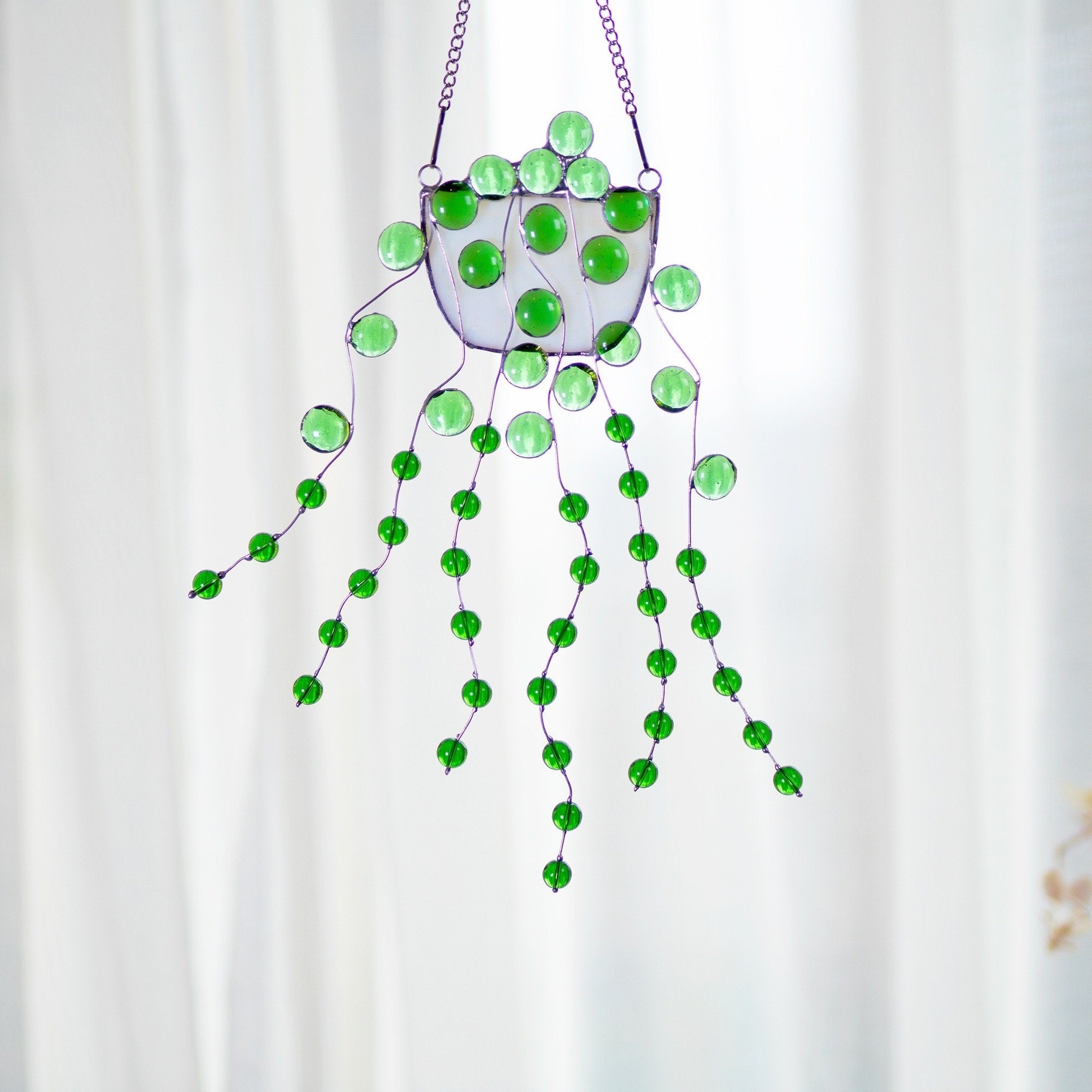 RainLine String of Pearls Stained Glass Window Hanging Suncatcher