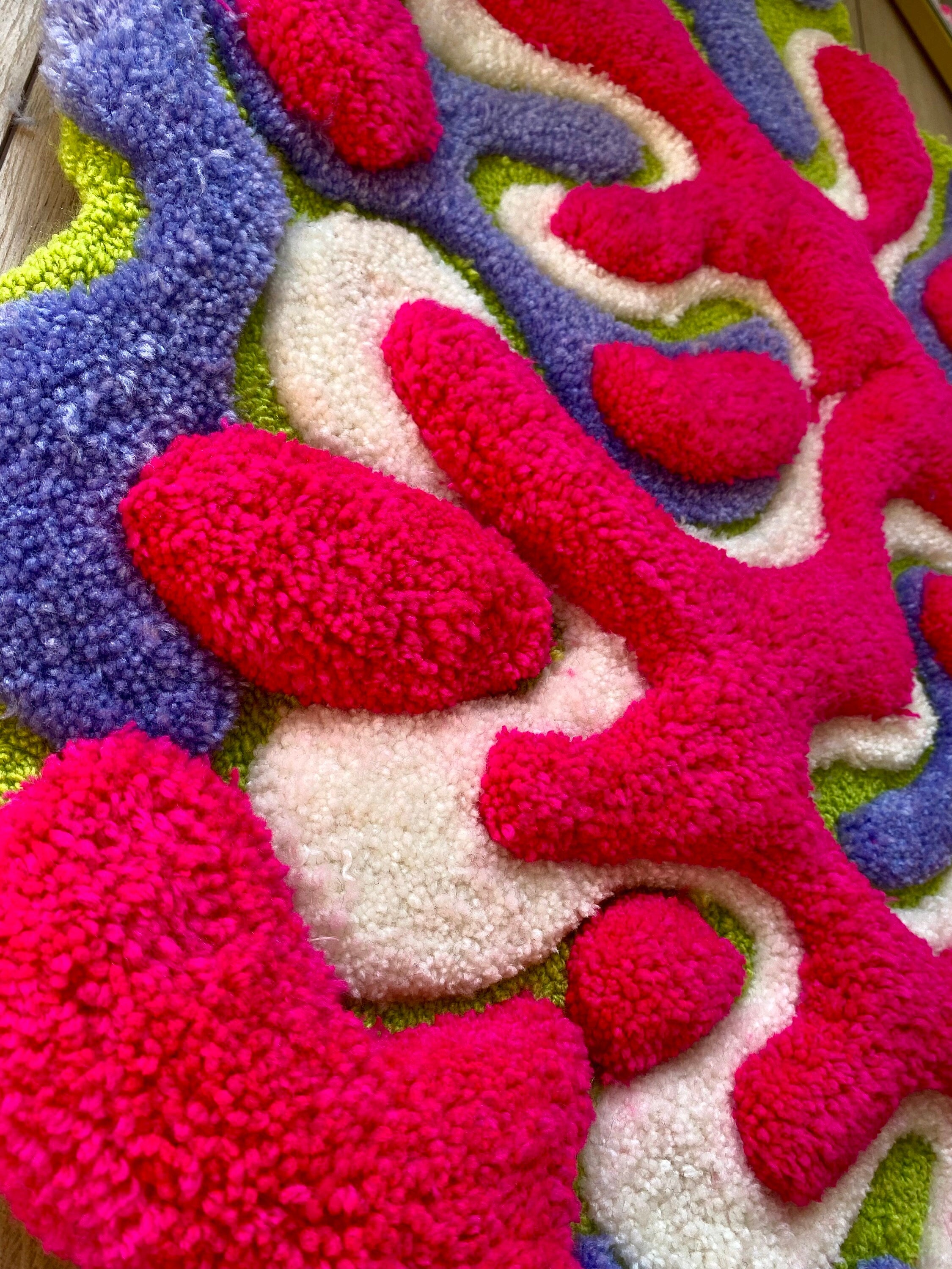 OrnnWorks Coral Abstract 3D Fluffy Handmade Tufted Rug