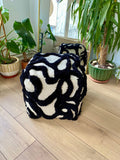 OrnnWorks Gothic Abstract 3D Tufted Ottoman Pouf Cover Black Beige