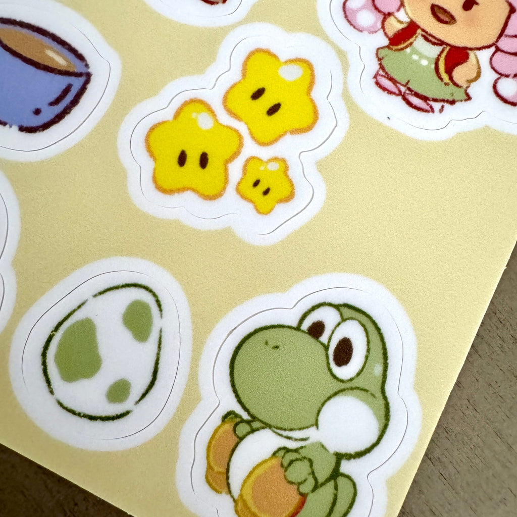 VanillaStarCafe Toad and Friends Sticker Sheet 6x4in Vinyl
