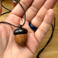 VanillaStarCafe Wooden Acorn Container Pendant Necklace 24in