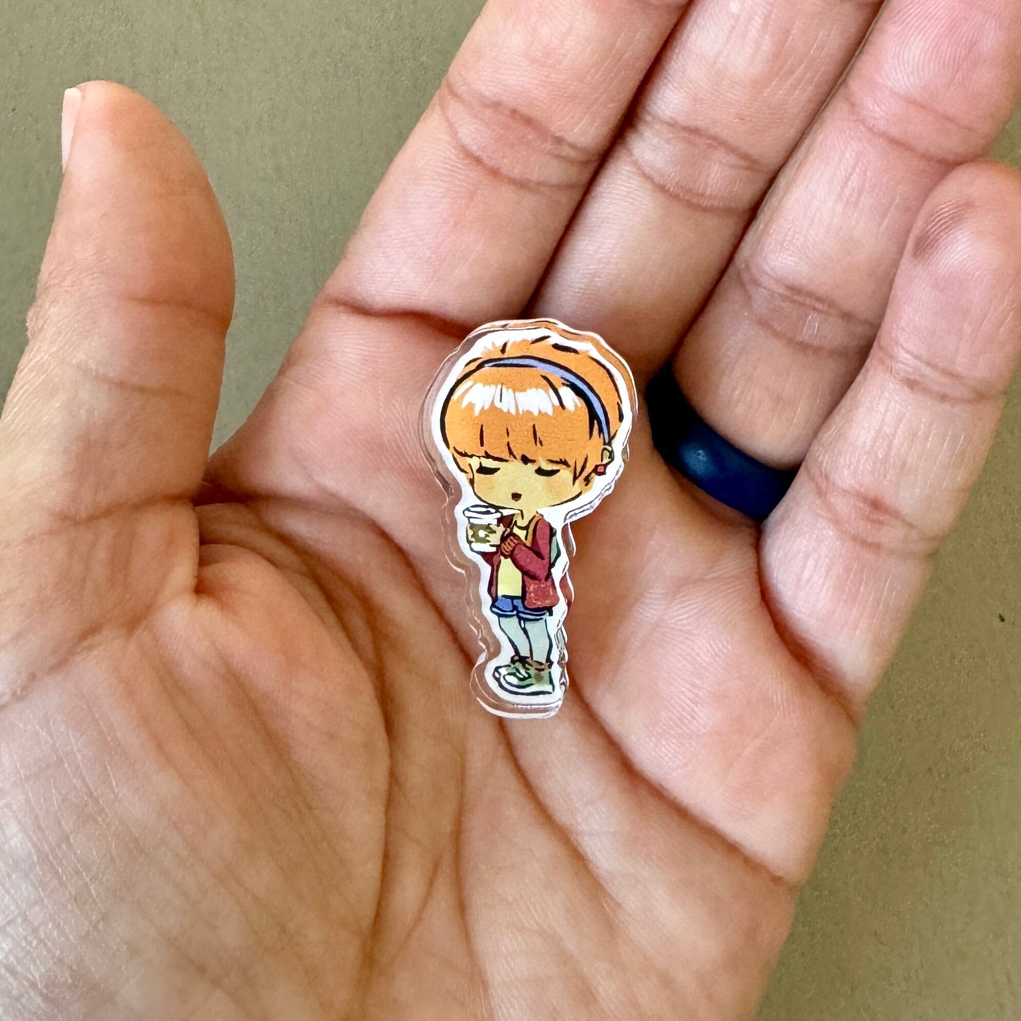 VanillaStarCafe Handmade Felt Coffee Girl Pin