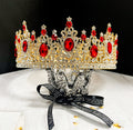 HappyJewelryWorld Royal King Red Rhinestone Crown for Men Costume Accessory