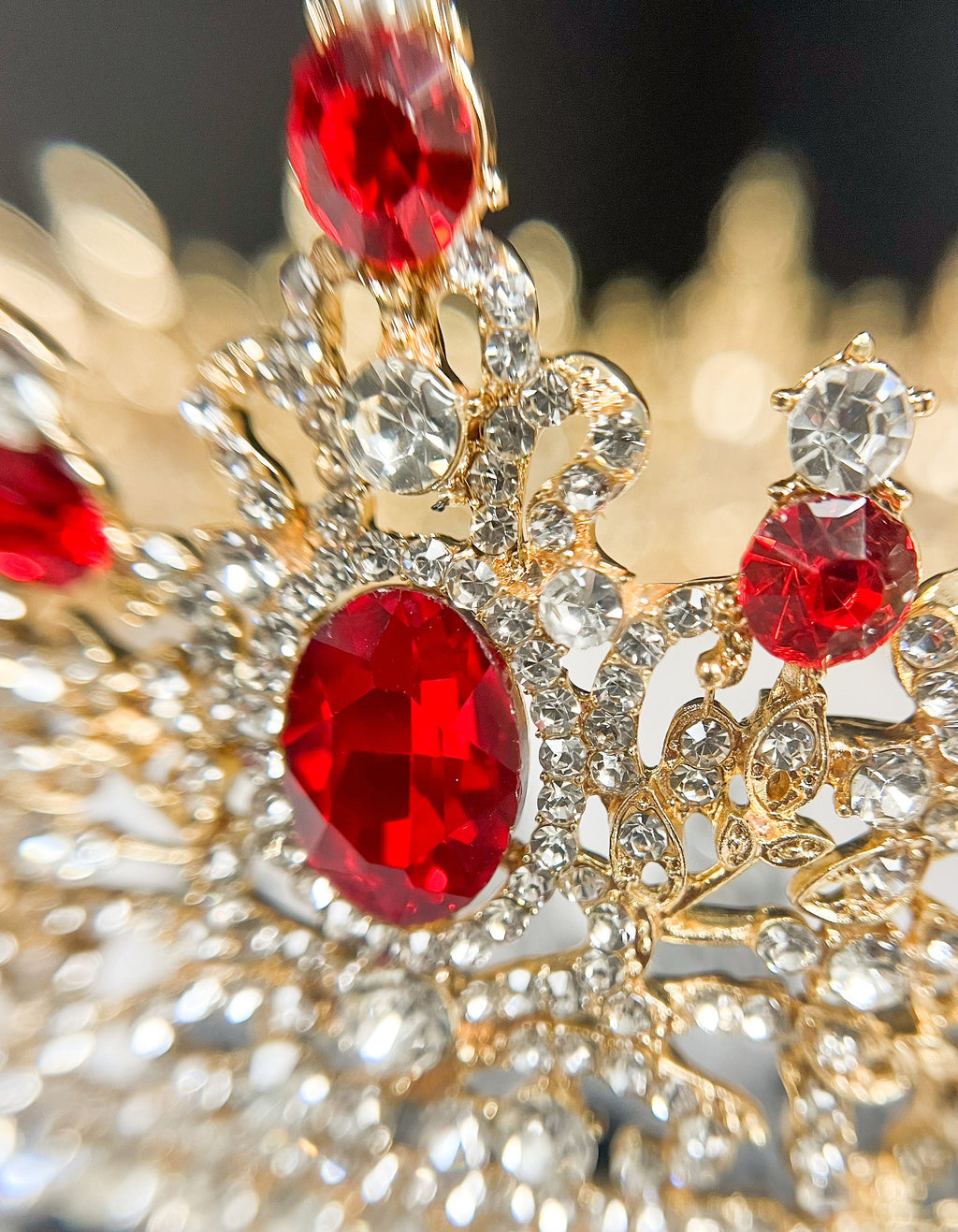 HappyJewelryWorld Royal King Red Rhinestone Crown for Men Costume Accessory