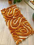 OrnnWorks Mustard Abstract 3D Fluffy Handmade Tufted Rug 110cm