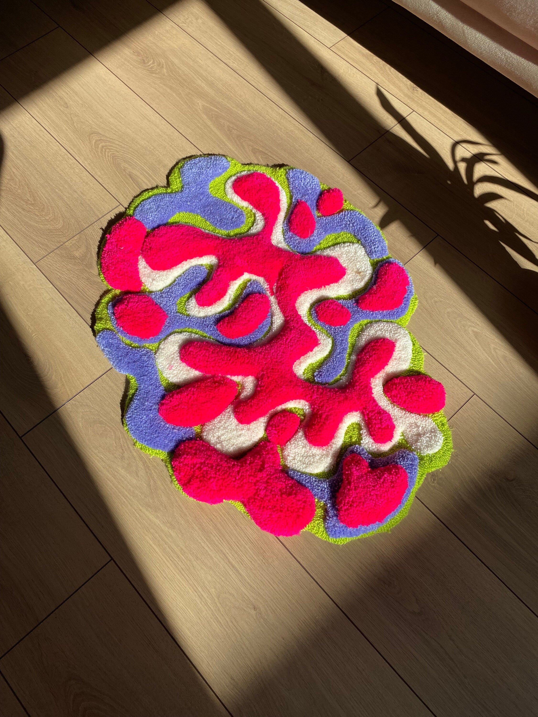 OrnnWorks Coral Abstract 3D Fluffy Handmade Tufted Rug