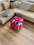 OrnnWorks Coral Abstract 3D Tufted Ottoman Pouf Cover Unstuffed 45cm