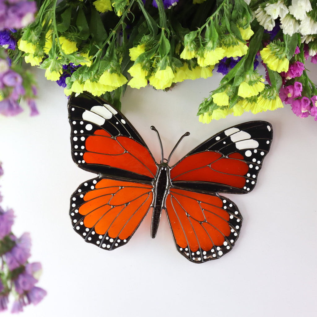 SunStainedGlassUA Monarch Butterfly Stained Glass Suncatcher