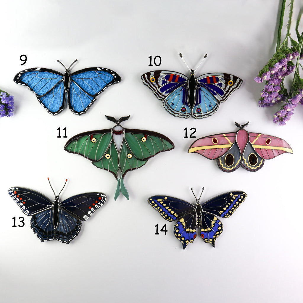 SunStainedGlassUA Black Swallowtail Butterfly Stained Glass Suncatcher 5.6in