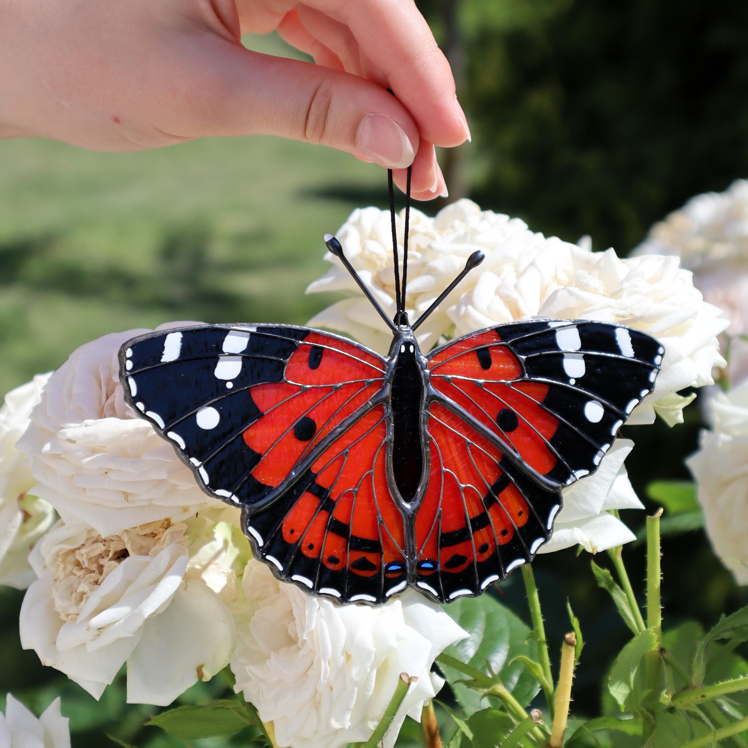 SunStainedGlassUA Kamehameha Butterfly Stained Glass Suncatcher 5.6in