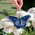 SunStainedGlassUA Red-Spotted Purple Butterfly Stained Glass Suncatcher 5.5in