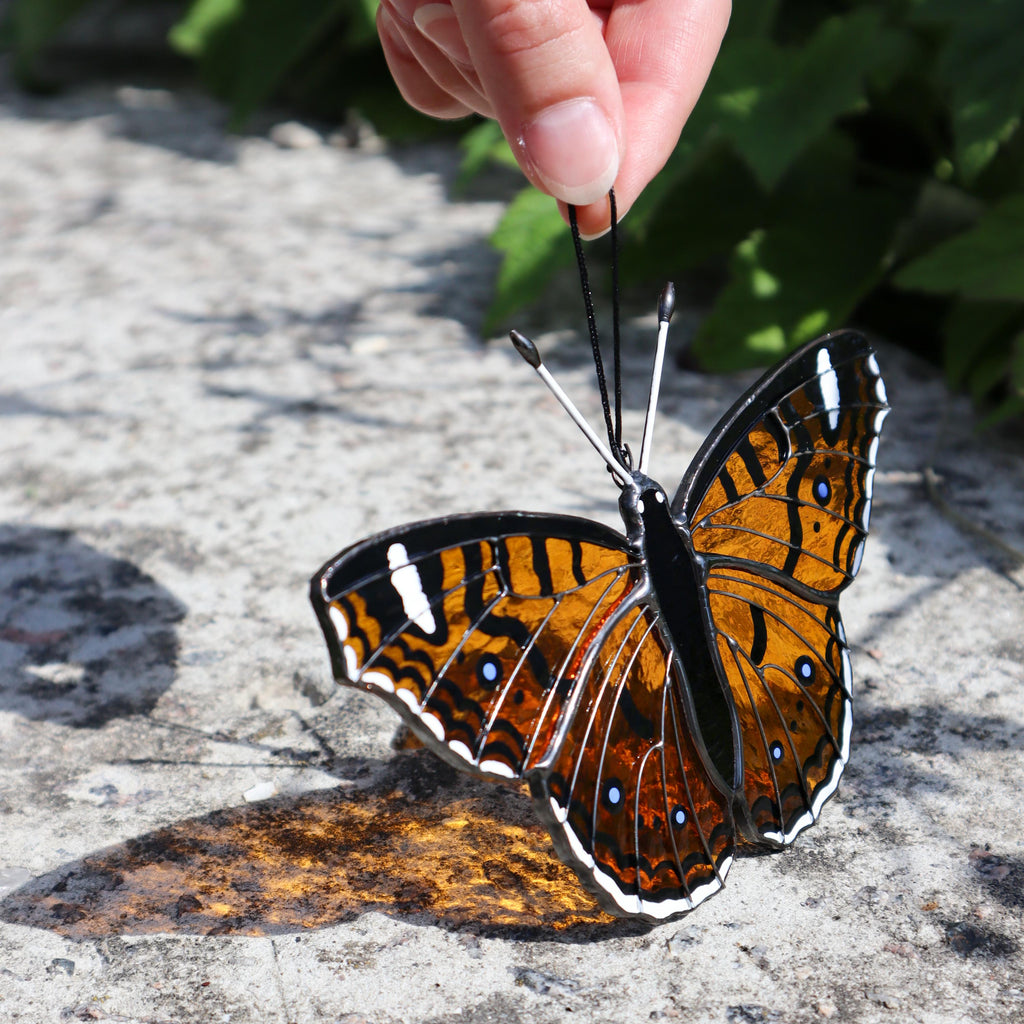 SunStainedGlassUA Andean Buckeye Butterfly Suncatcher Stained Glass Window Hanging