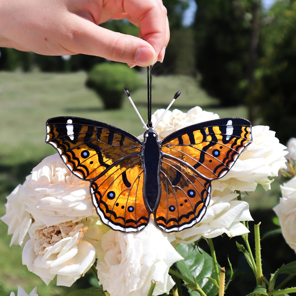 SunStainedGlassUA Andean Buckeye Butterfly Suncatcher Stained Glass Window Hanging
