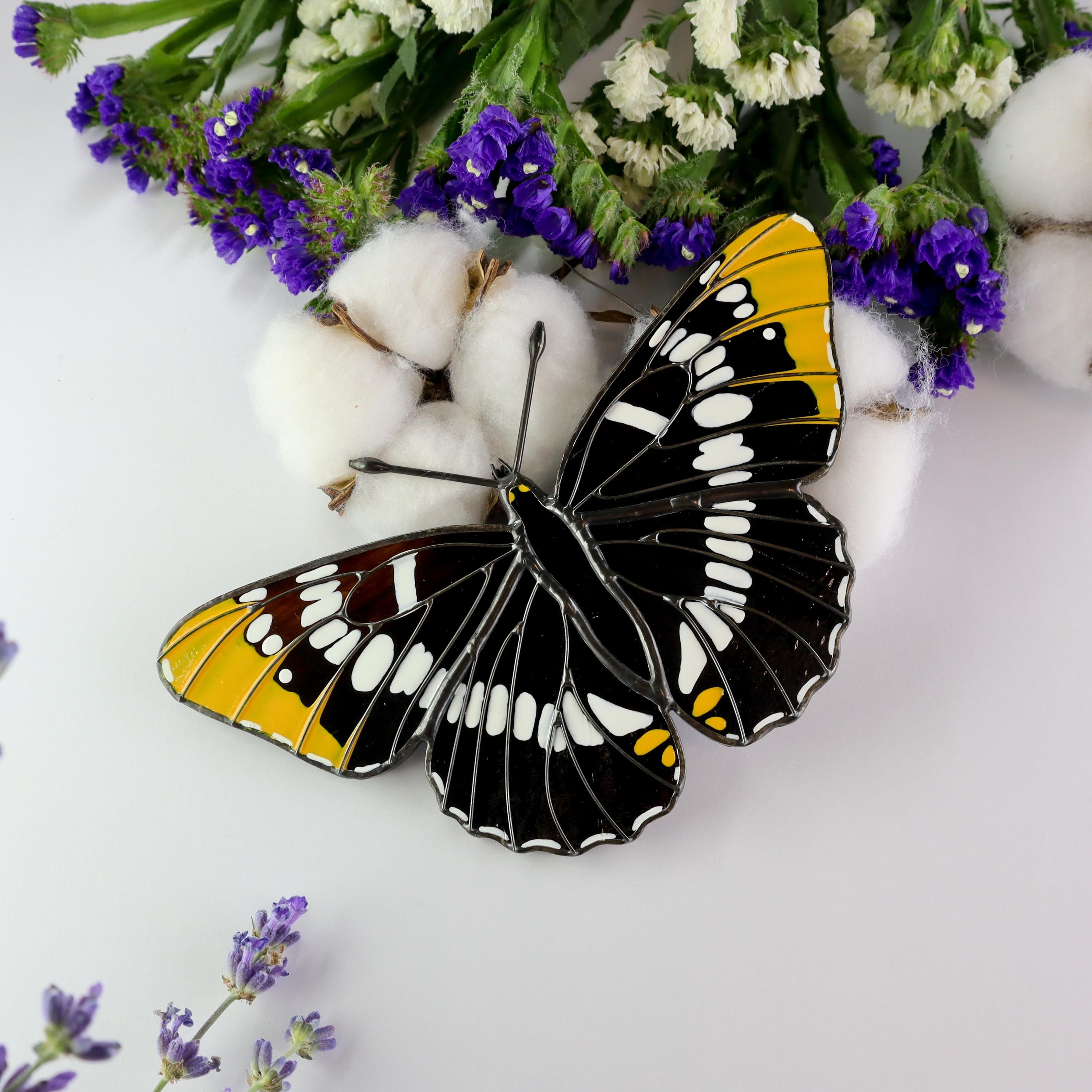 SunStainedGlassUA Lorquin's Admiral Butterfly Suncatcher Stained Glass 5.7in