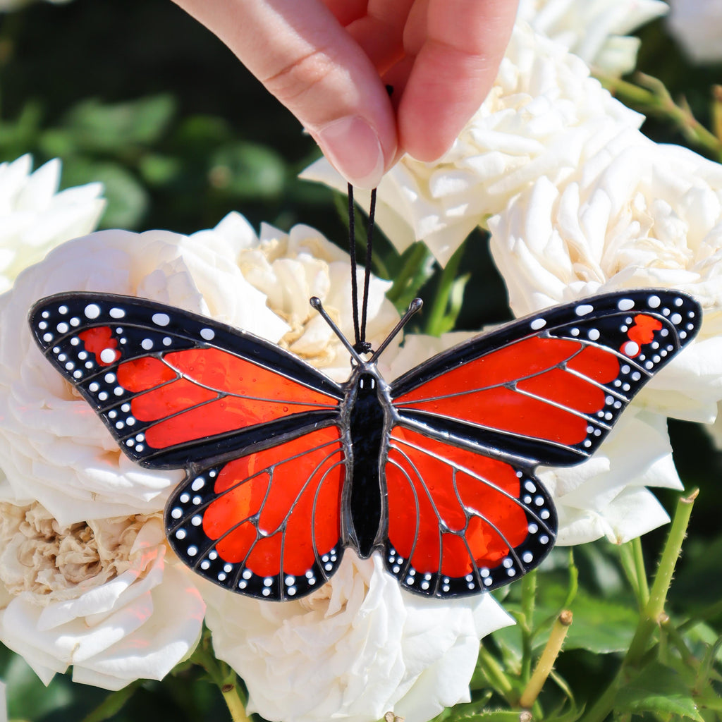 SunStainedGlassUA Monarch Butterfly Stained Glass Suncatcher