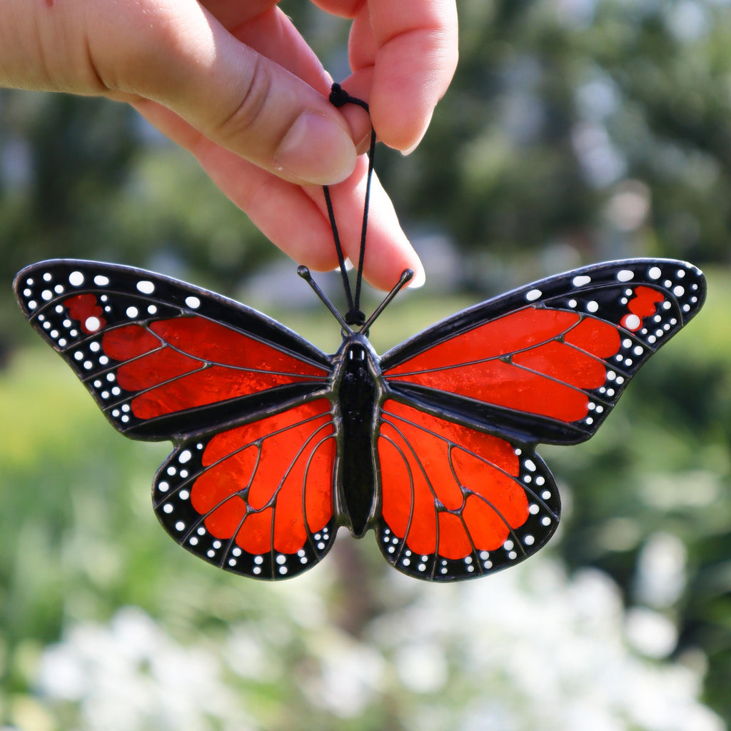 SunStainedGlassUA Monarch Butterfly Stained Glass Suncatcher