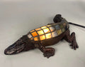 U2Antique Crocodile Tiffany Table Lamp Handmade Antique Glass Bronze