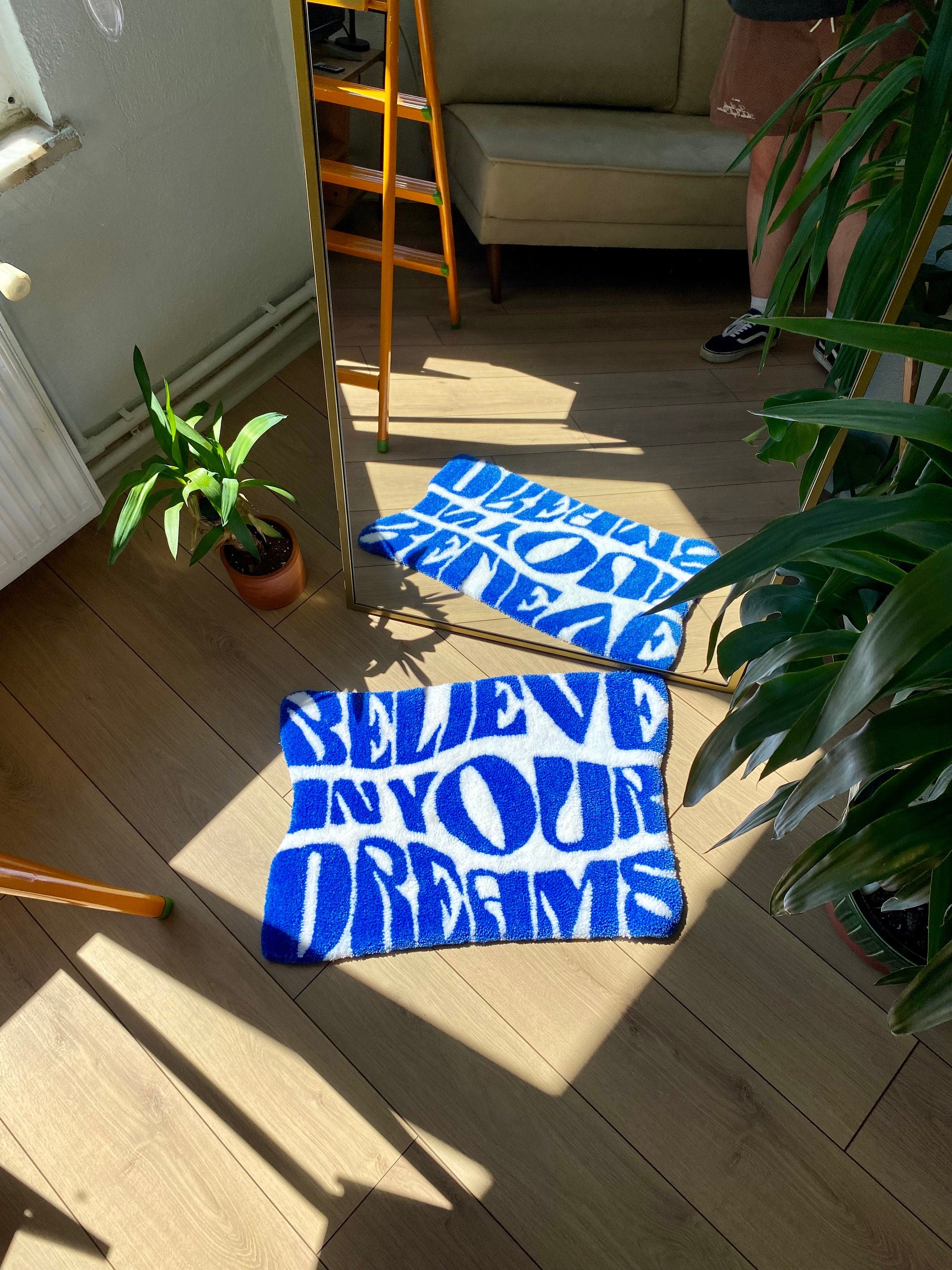 OrnnWorks Believe in Your Dreams Fluffy Handmade Tufted Rug 65x45cm