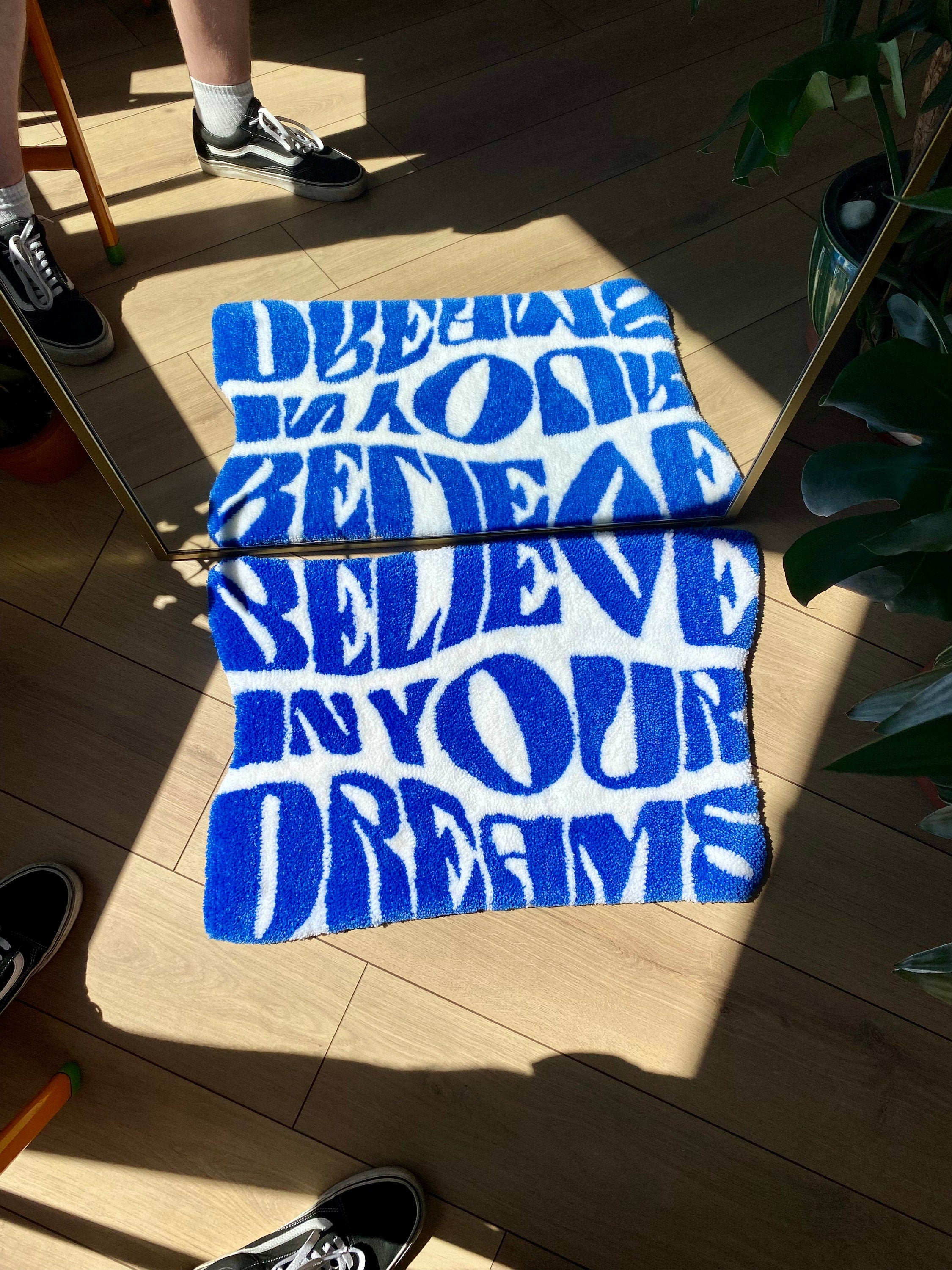 OrnnWorks Believe in Your Dreams Fluffy Handmade Tufted Rug 65x45cm