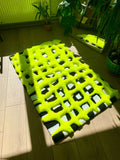 OrnnWorks 3D Neon Checkered Fluffy Handmade Tufted Rug Rainbow