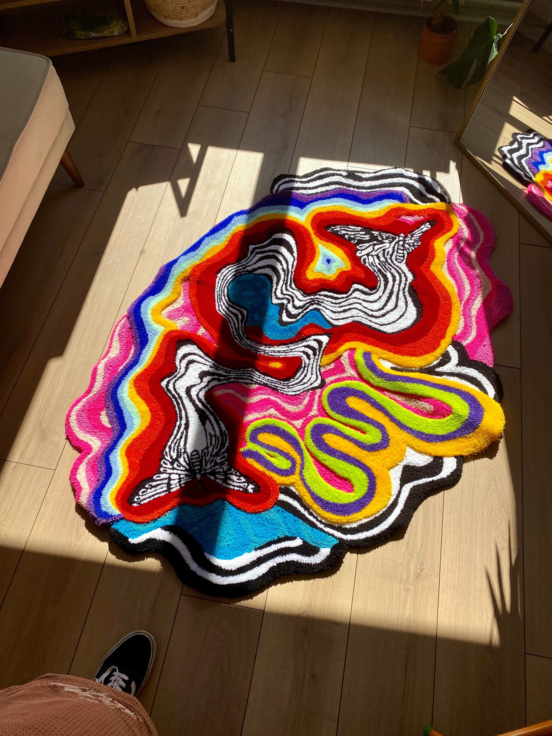OrnnWorks Butterfly Effect 3D Fluffy Tufted Rug
