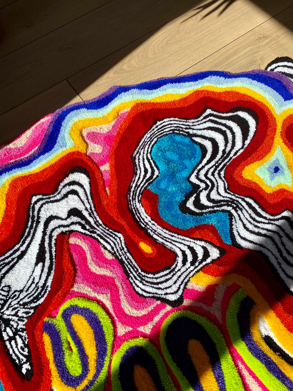 OrnnWorks Butterfly Effect 3D Fluffy Tufted Rug Handmade