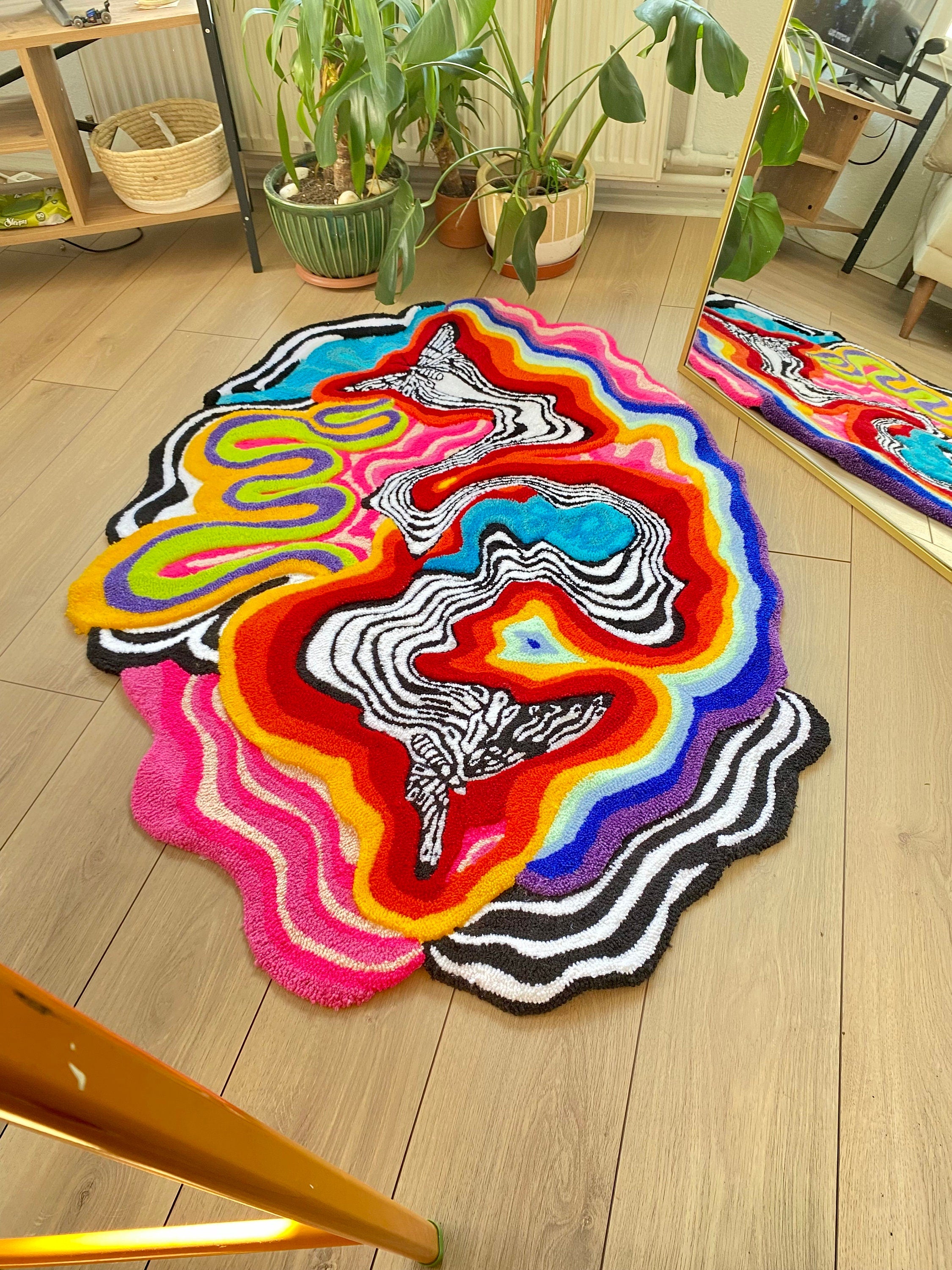 OrnnWorks Butterfly Effect 3D Fluffy Tufted Rug