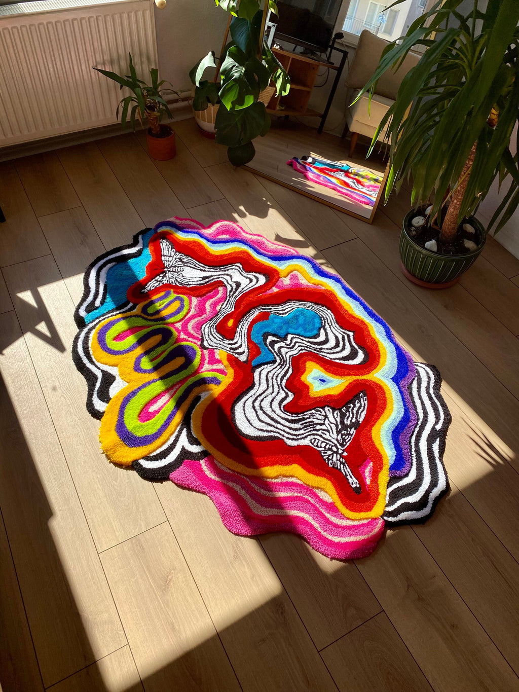 OrnnWorks Butterfly Effect 3D Fluffy Tufted Rug