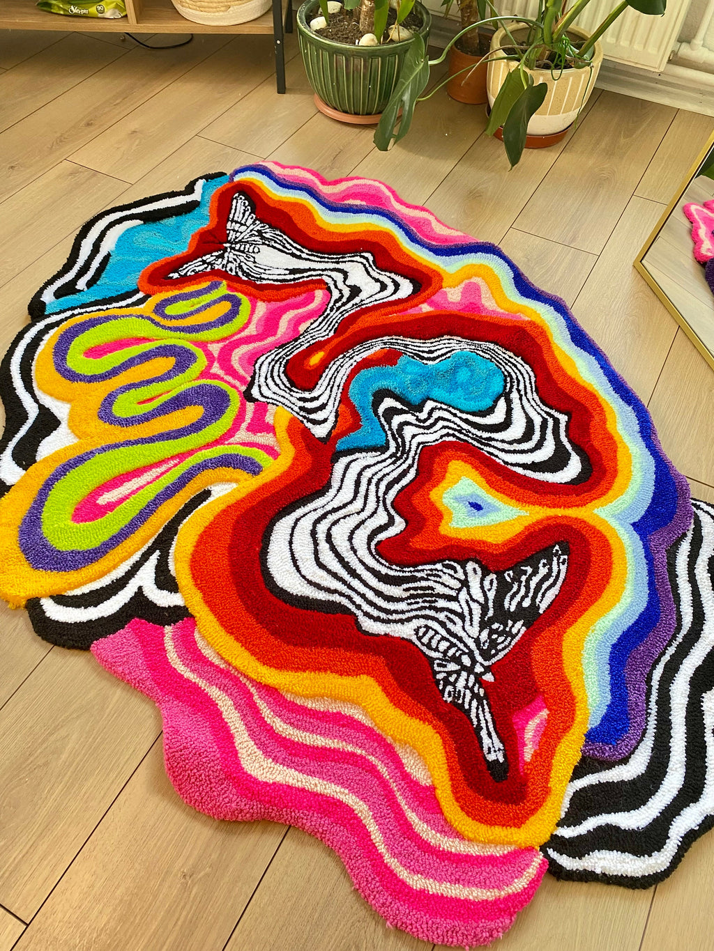 OrnnWorks Butterfly Effect 3D Fluffy Tufted Rug Handmade