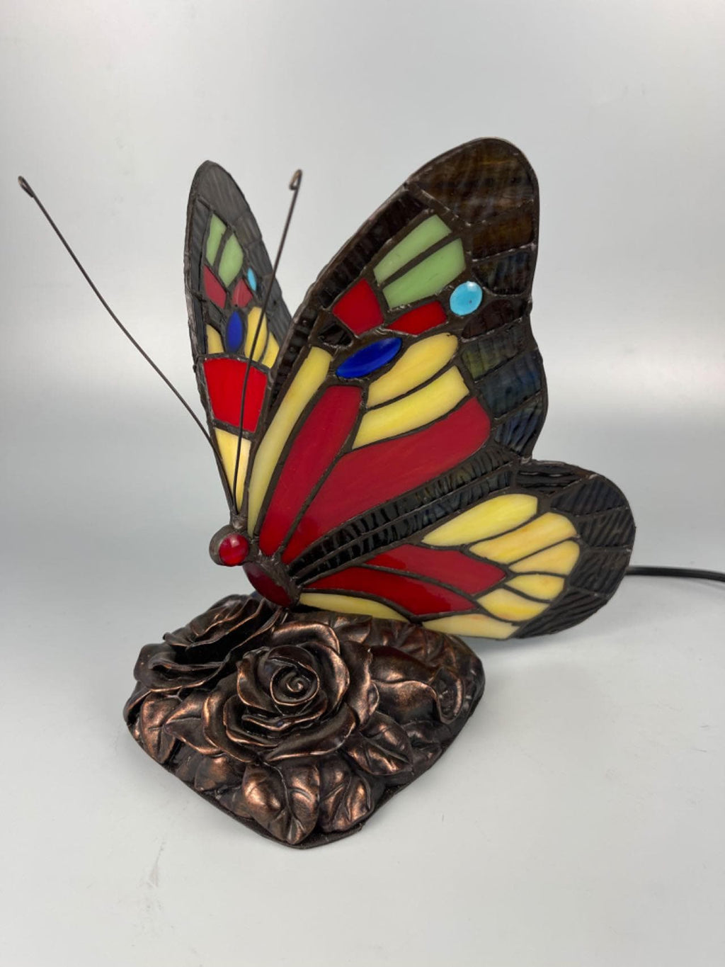 Butterfly Stained Glass Tiffany Table Lamp Handmade Antique Night Light