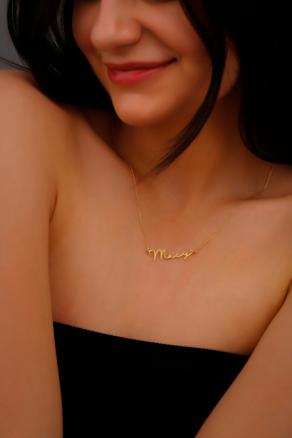 SilverGoldandRose 10K Solid Gold Name Necklace Personalized Dainty Jewelry