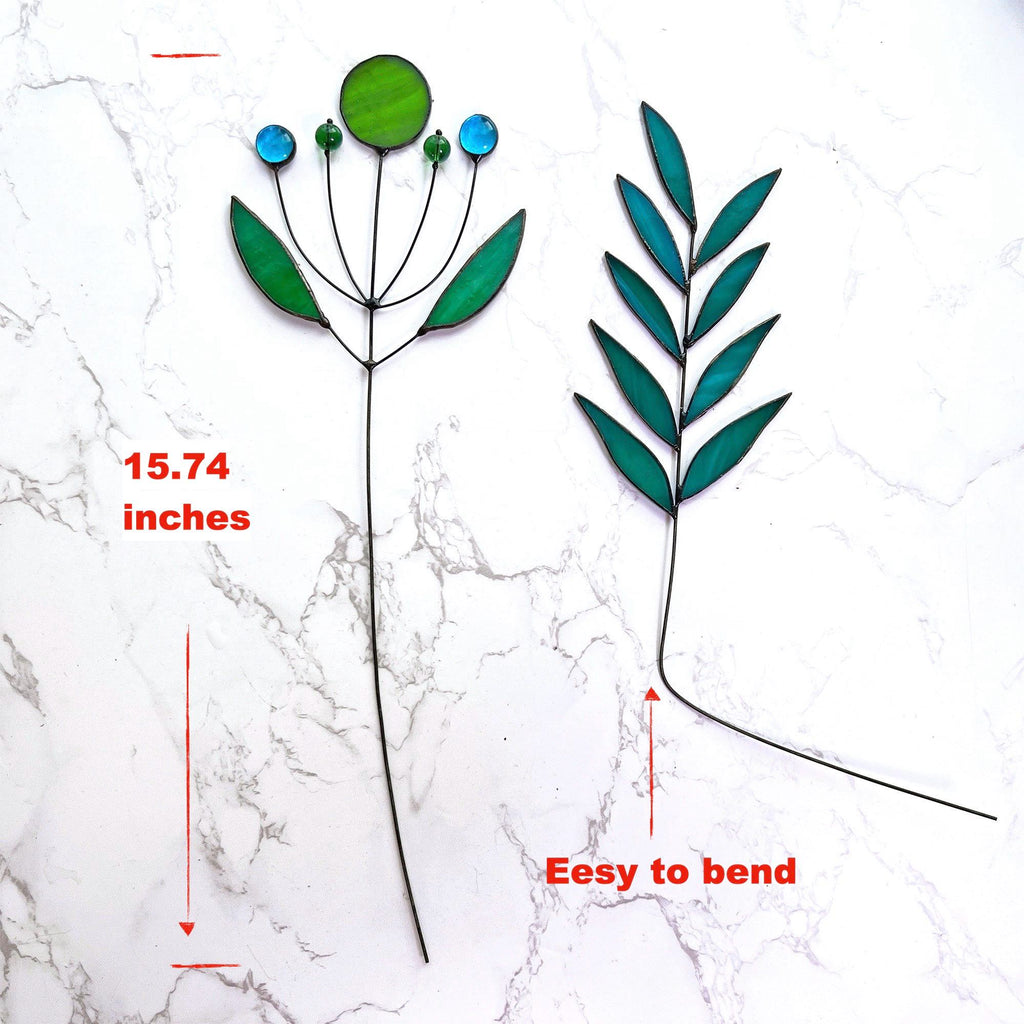 RainLine Wildflower Stained Glass Leaf Suncatcher Boho Bouquet