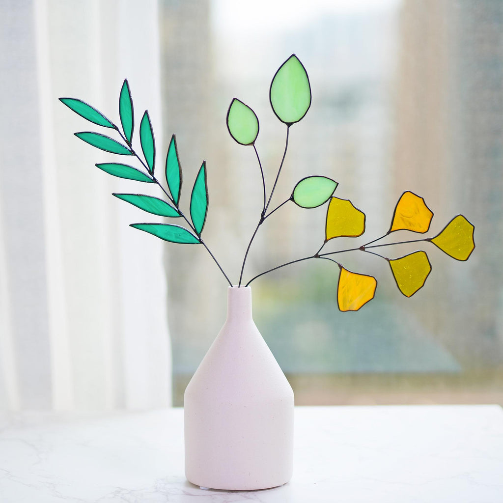 RainLine Wildflower Stained Glass Leaf Suncatcher Bouquet