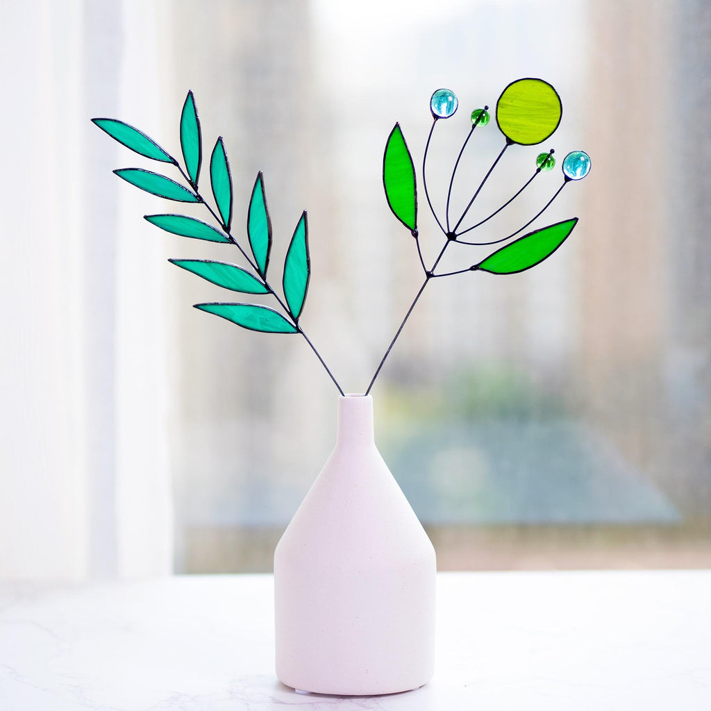 RainLine Wildflower Stained Glass Leaf Suncatcher Bouquet