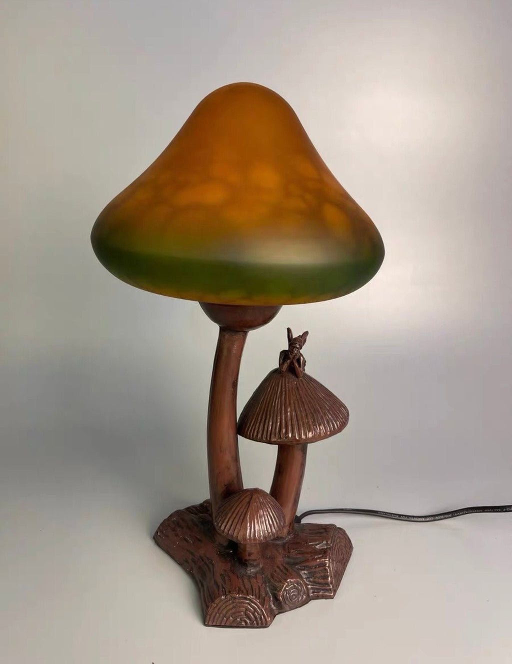 U2Antique Mushroom Stained Glass Table Lamp Fairy Figurine 12in