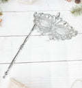HappyJewelryWorld Butterfly Crystal Masquerade Mask with Silver Stick