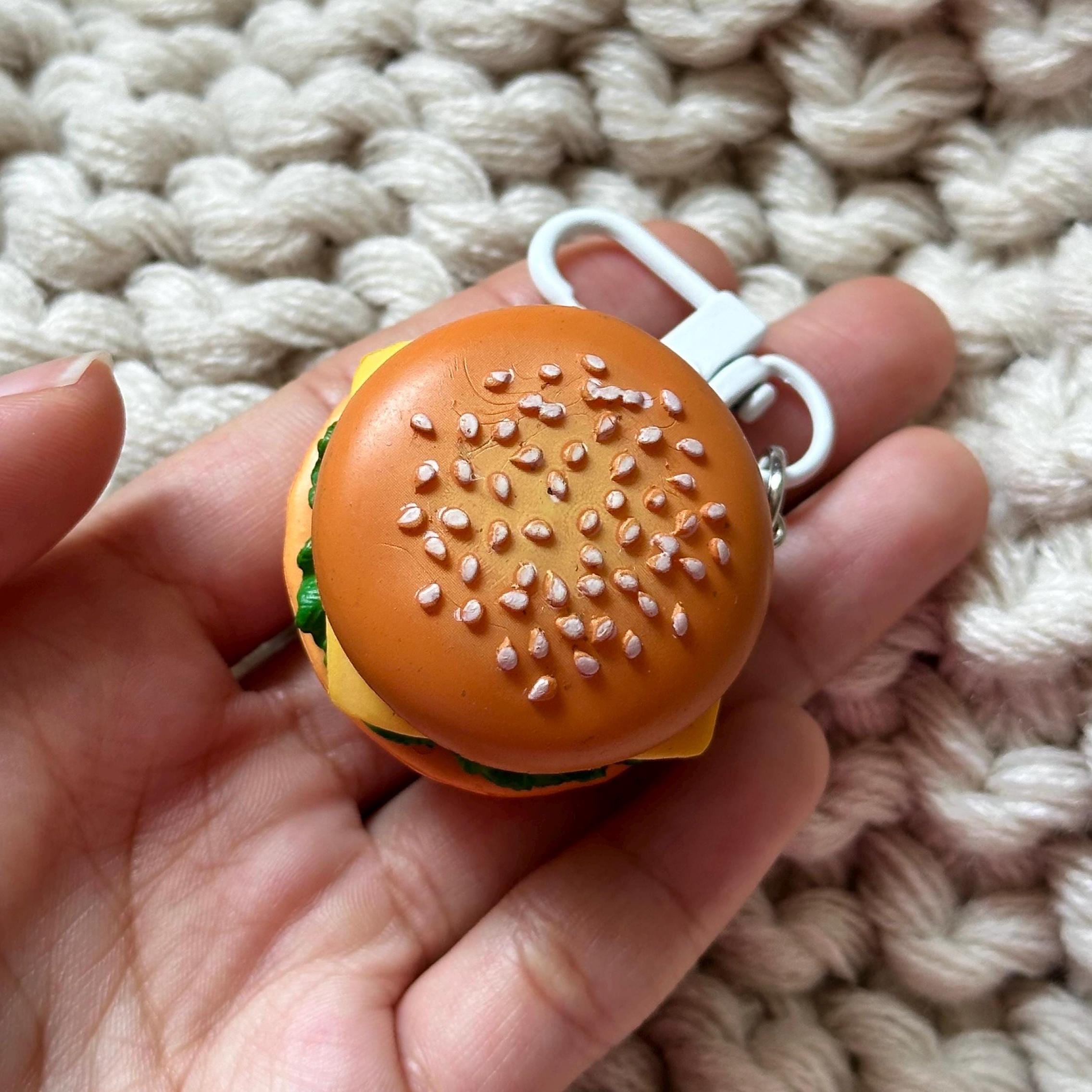 VanillaStarCafe Cheeseburger With Sesame Seed Bun Keychain