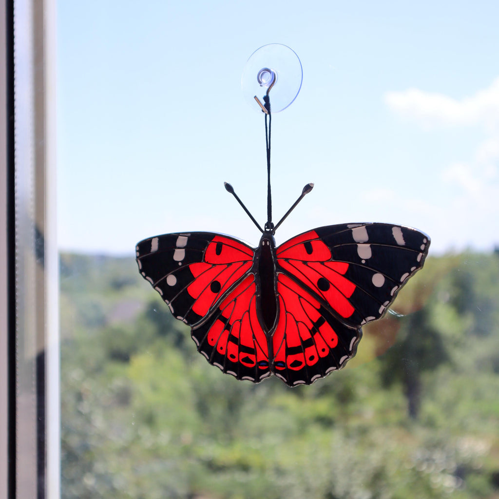 SunStainedGlassUA Kamehameha Butterfly Stained Glass Suncatcher 5.6in