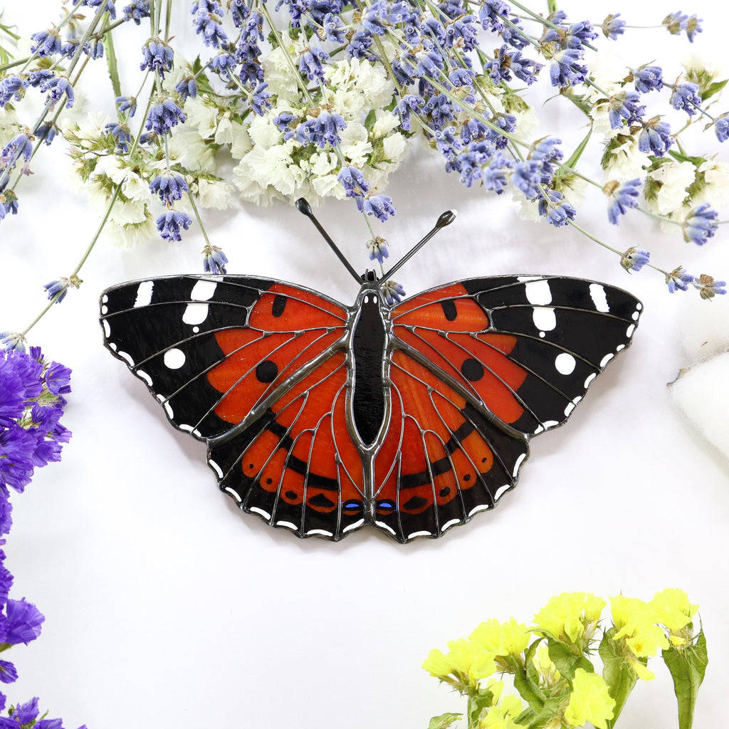 SunStainedGlassUA Kamehameha Butterfly Stained Glass Suncatcher 5.6in