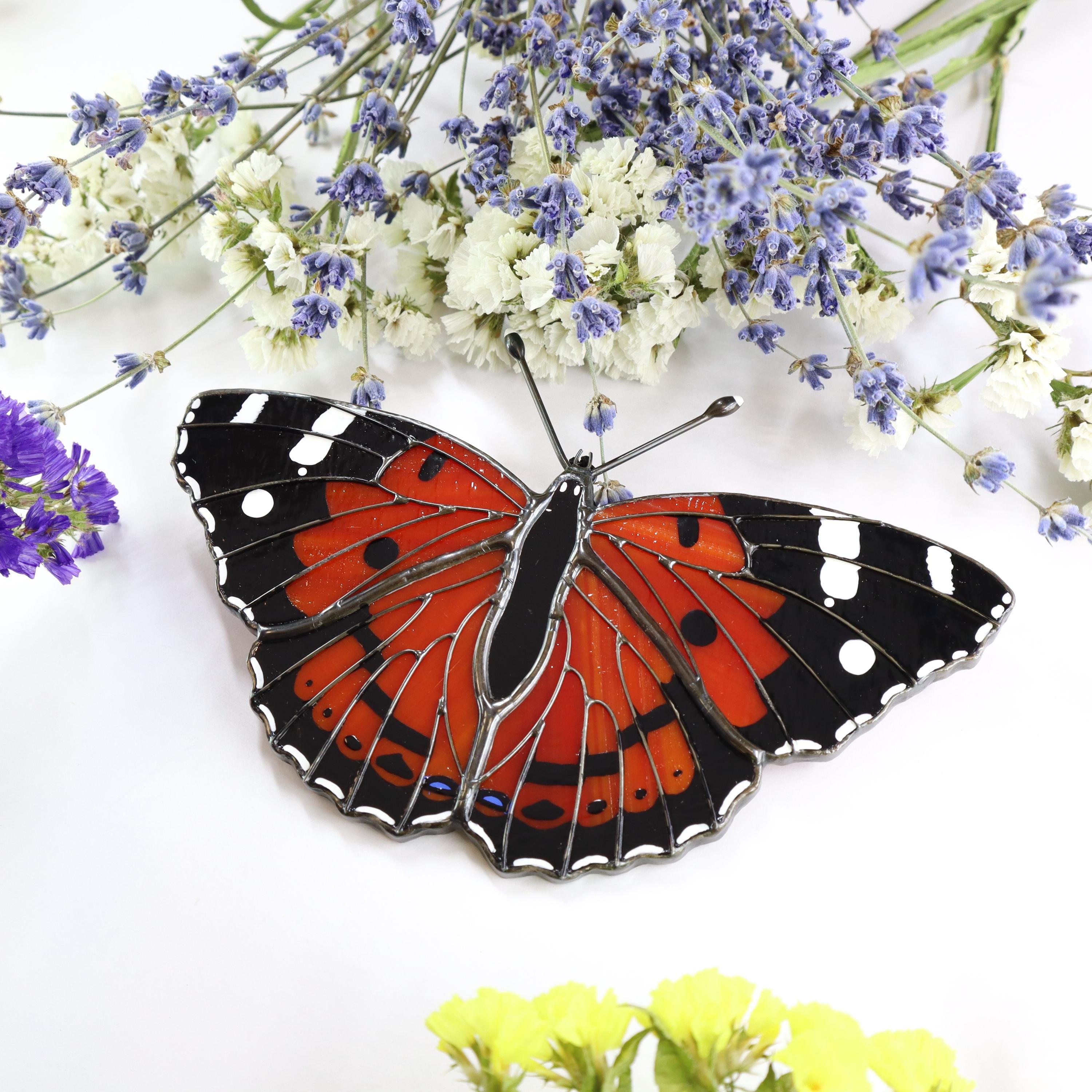 SunStainedGlassUA Kamehameha Butterfly Stained Glass Suncatcher 5.6in