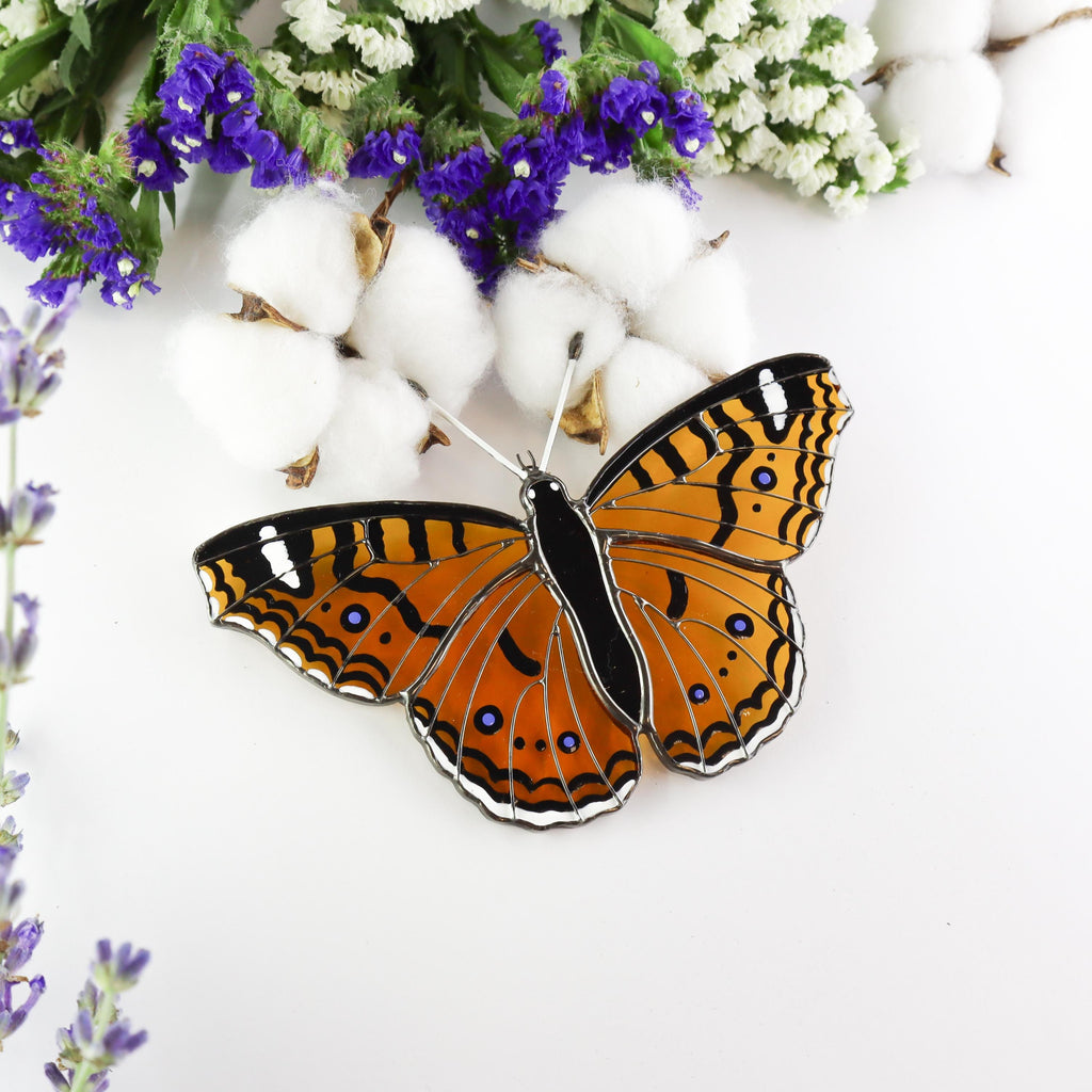 SunStainedGlassUA Andean Buckeye Butterfly Suncatcher Stained Glass Window Hanging