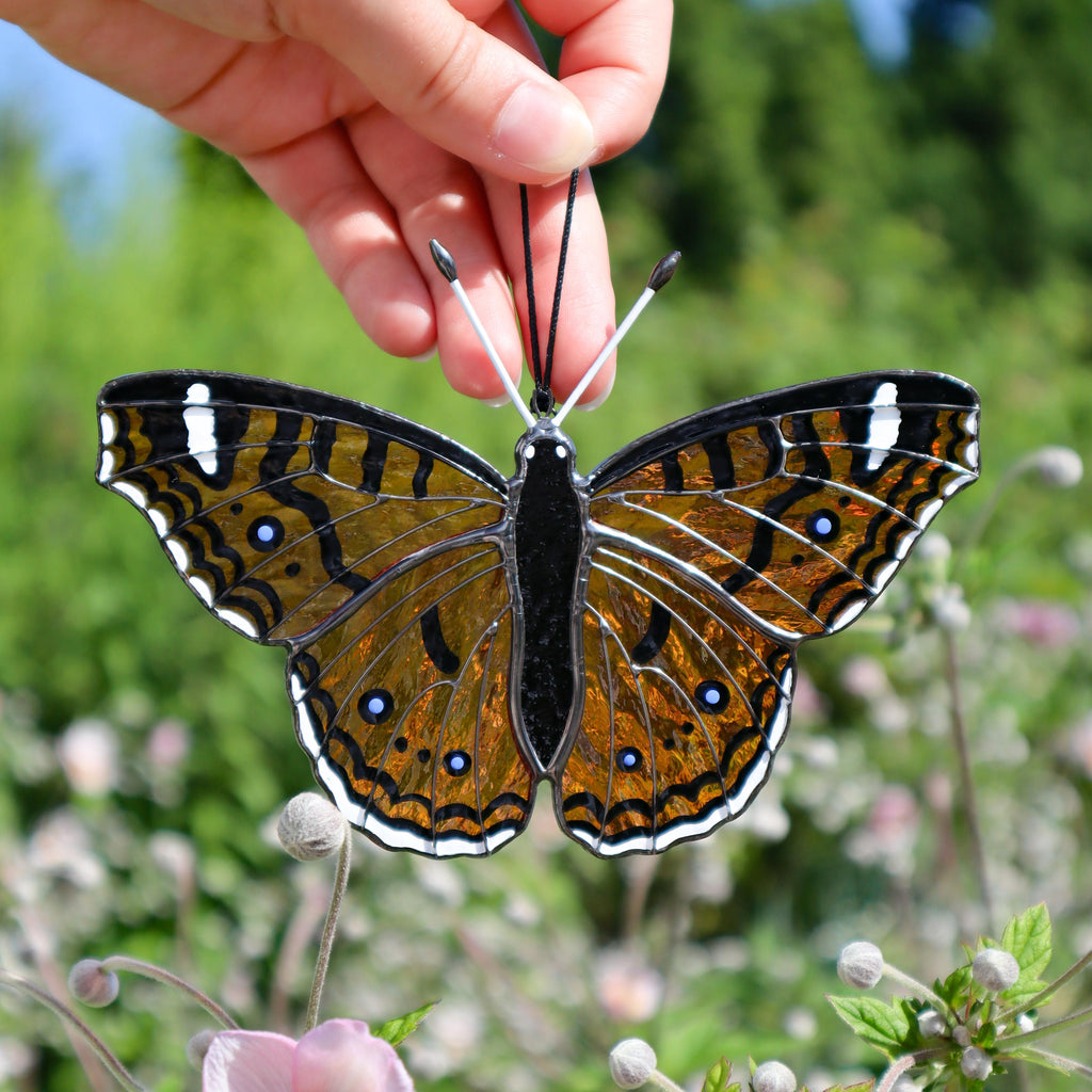 SunStainedGlassUA Andean Buckeye Butterfly Suncatcher Stained Glass Window Hanging