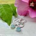 MossberryandStone Textured Sterling Silver Aqua Chalcedony Dangle Drop Earrings