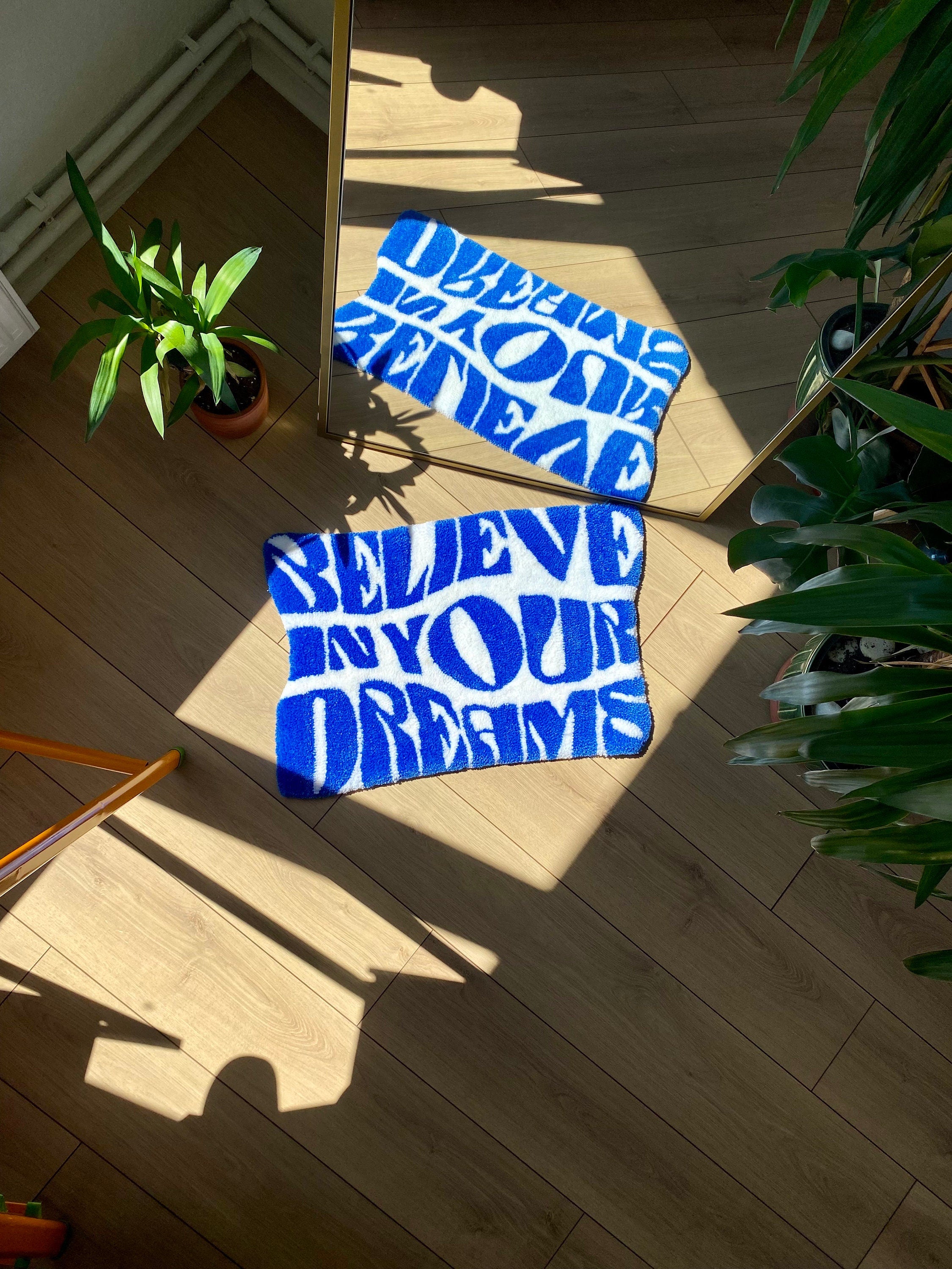 OrnnWorks Believe in Your Dreams Fluffy Handmade Tufted Rug 65x45cm