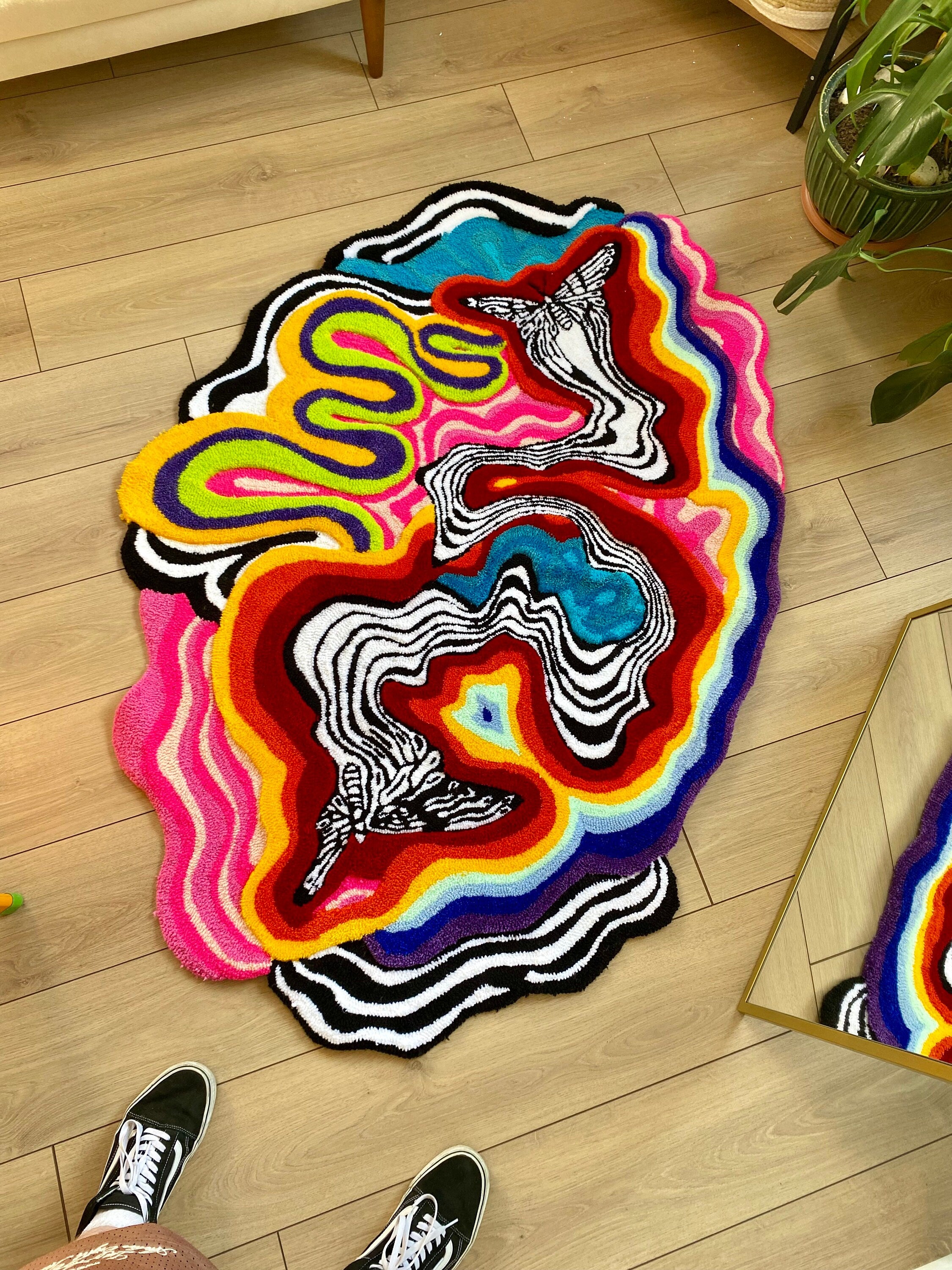 OrnnWorks Butterfly Effect 3D Fluffy Tufted Rug