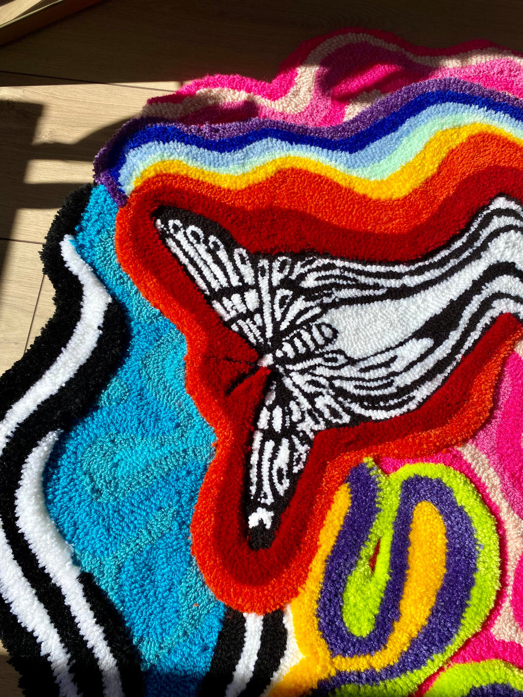 OrnnWorks Butterfly Effect 3D Fluffy Tufted Rug