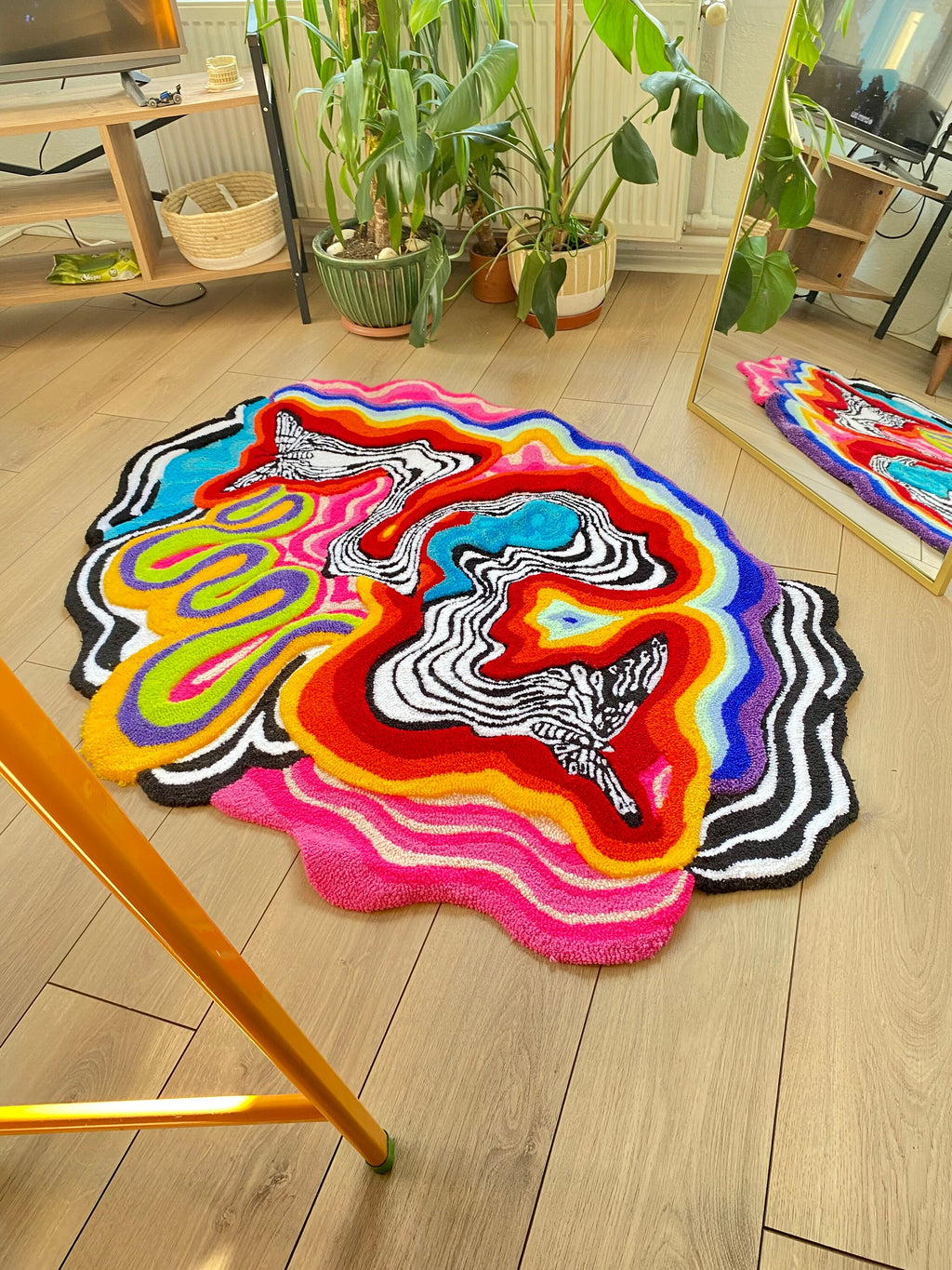 OrnnWorks Butterfly Effect 3D Fluffy Tufted Rug